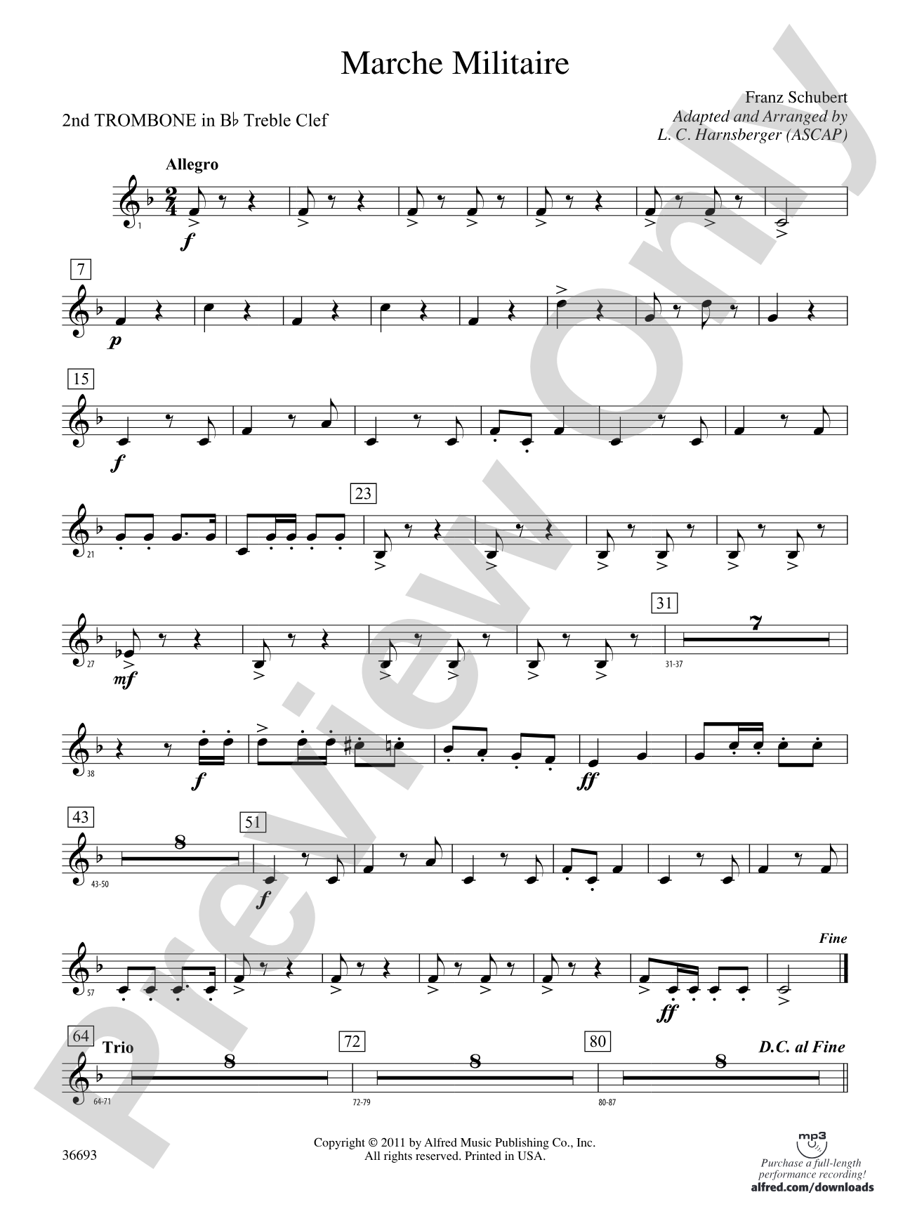 Marche Militaire: (wp) 2nd B-flat Trombone T.C.