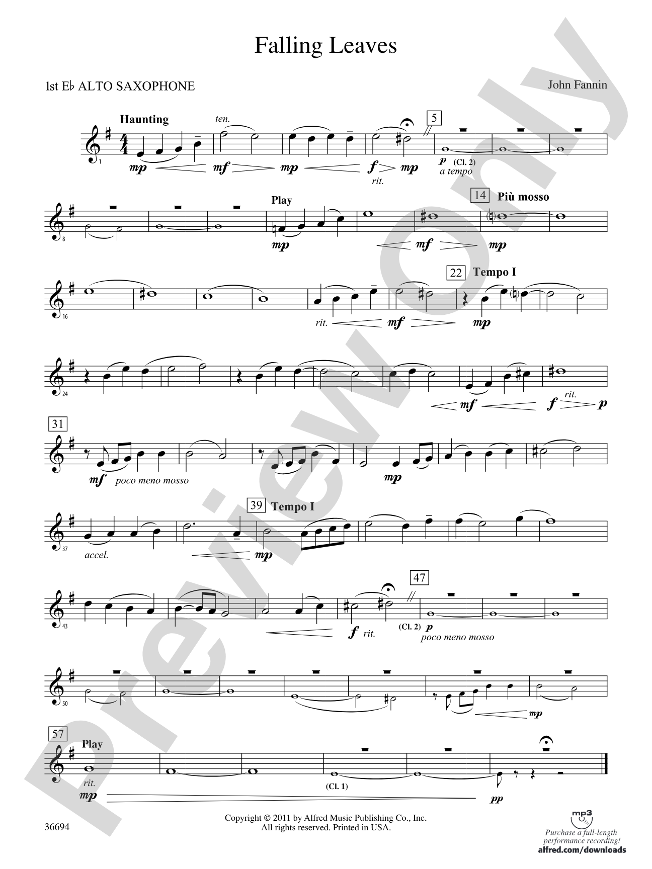Falling Leaves: E-flat Alto Saxophone