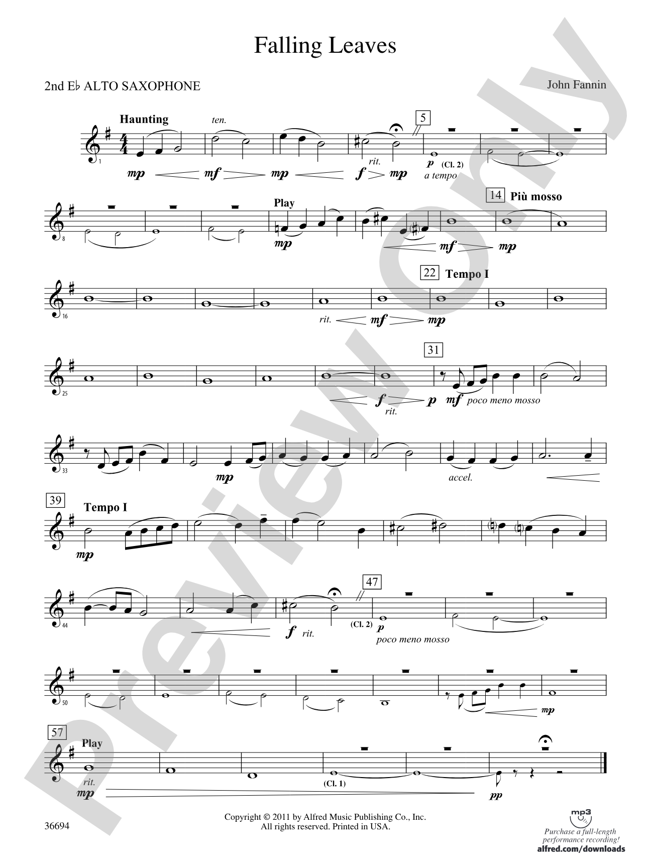 Falling Leaves: 2nd E-flat Alto Saxophone