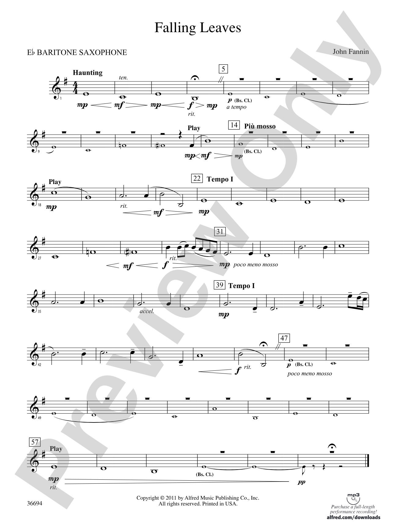 Falling Leaves: E-flat Baritone Saxophone