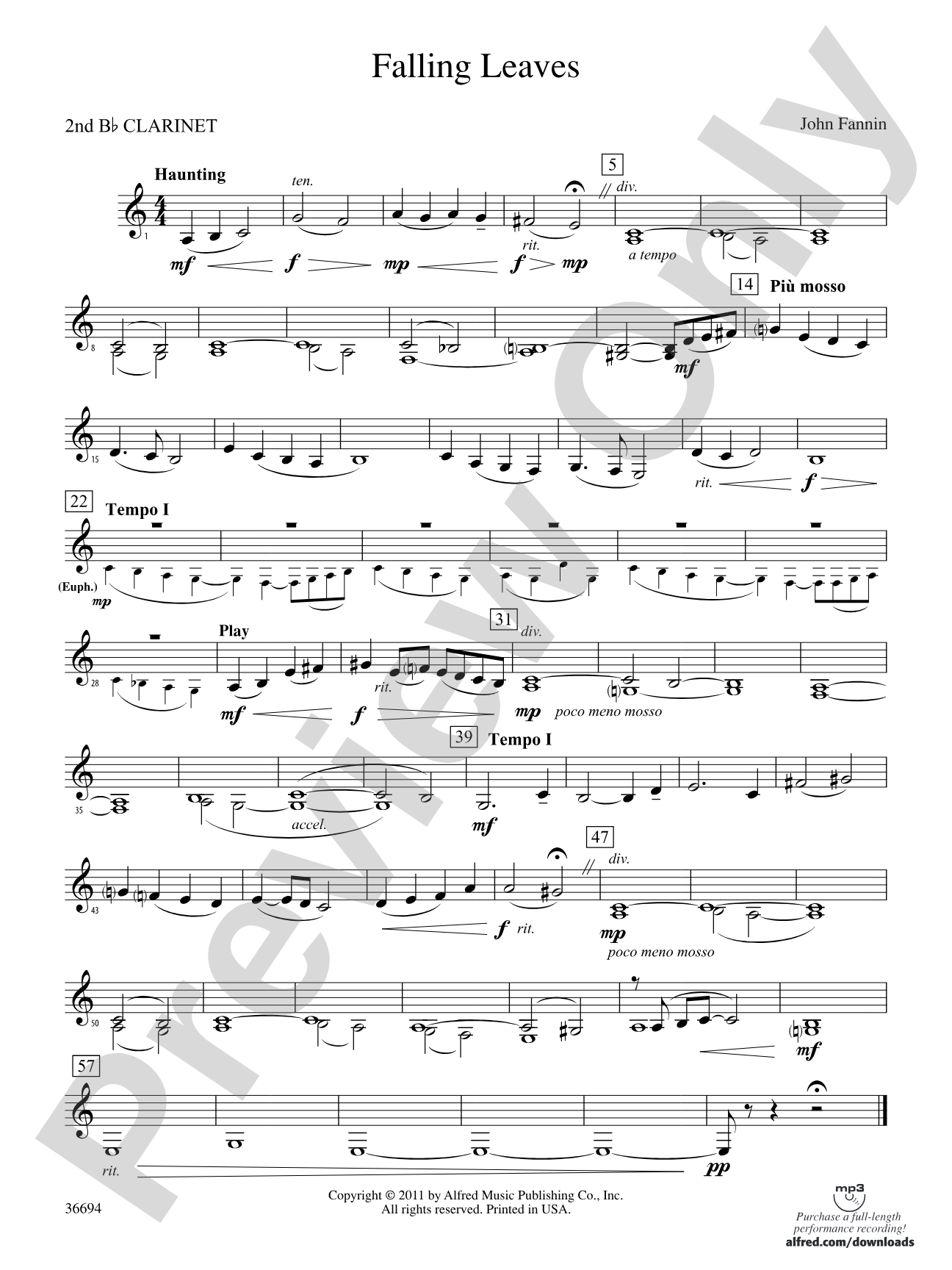 Falling Leaves: 2nd B-flat Clarinet