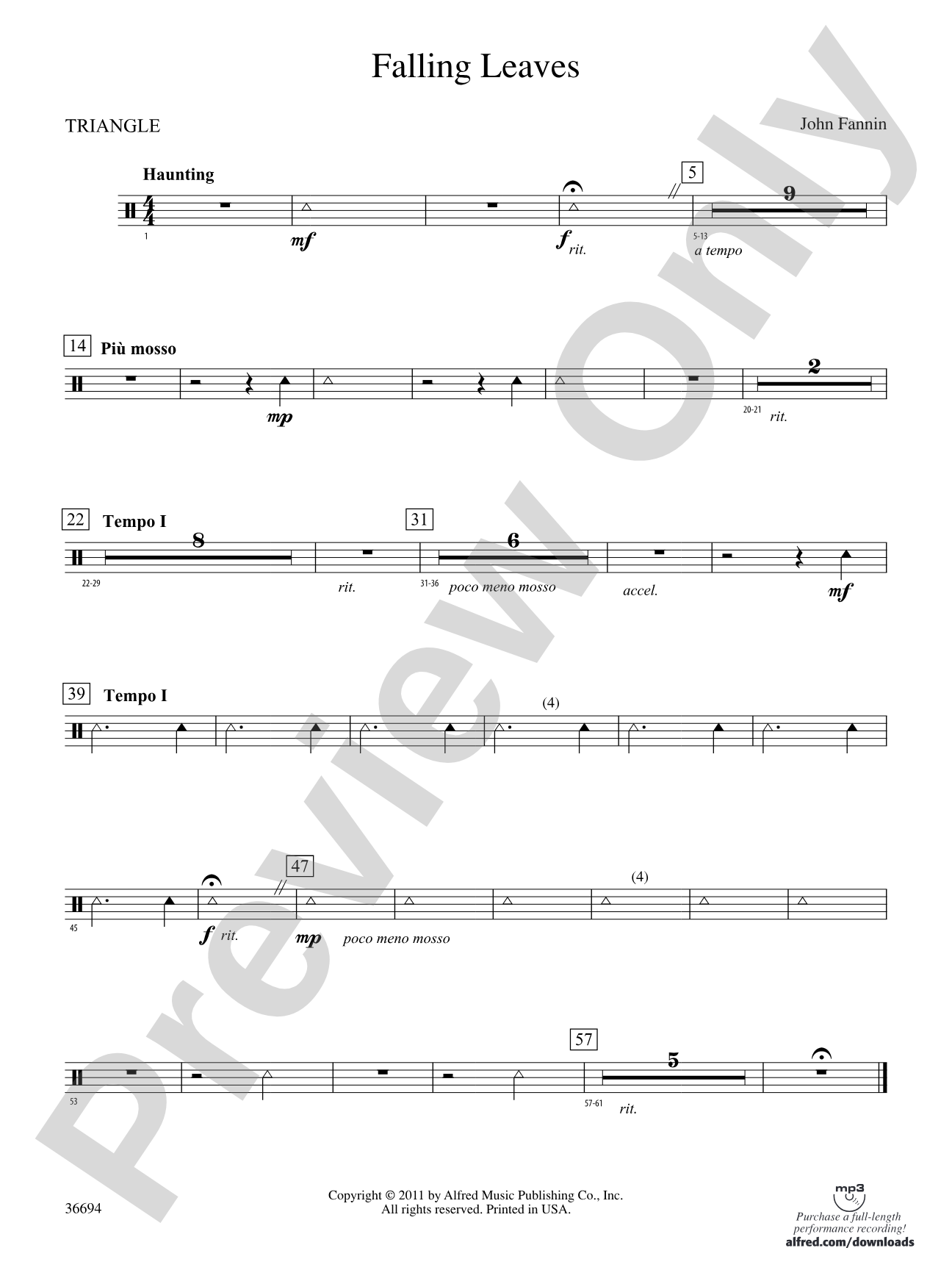 Falling Leaves: 1st Percussion