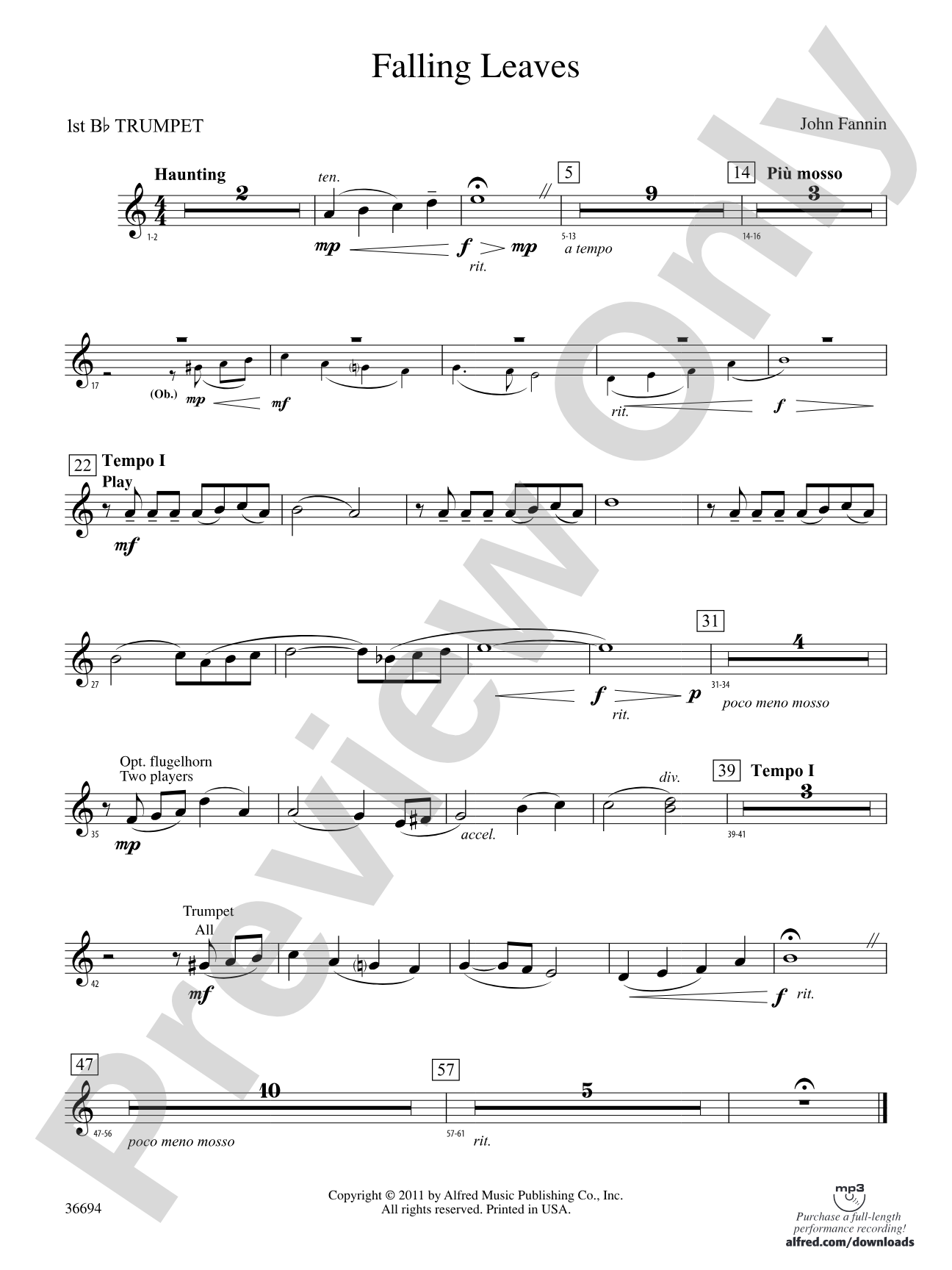 Falling Leaves: 1st B-flat Trumpet