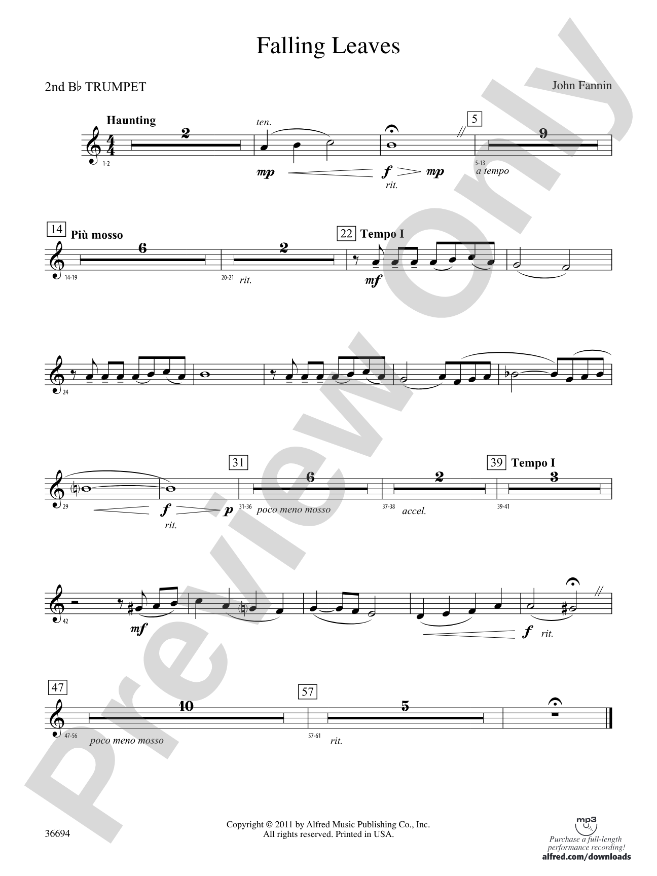 Falling Leaves: 2nd B-flat Trumpet