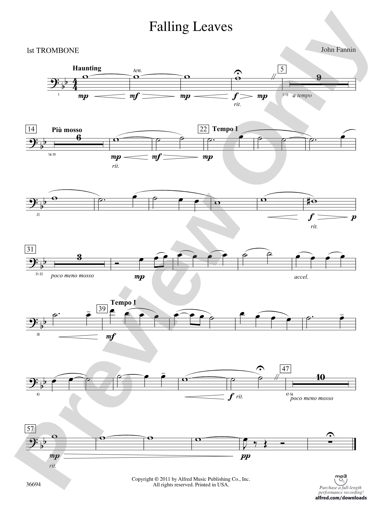 Falling Leaves: 1st Trombone