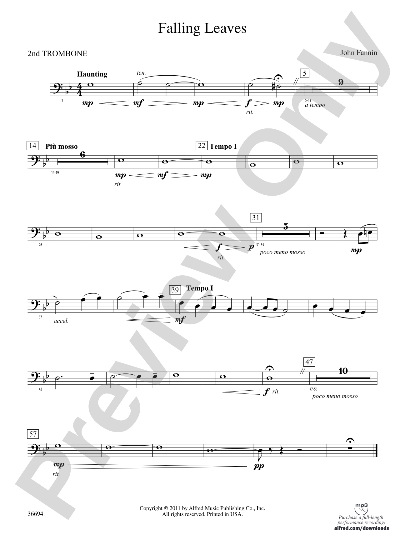 Falling Leaves: 2nd Trombone