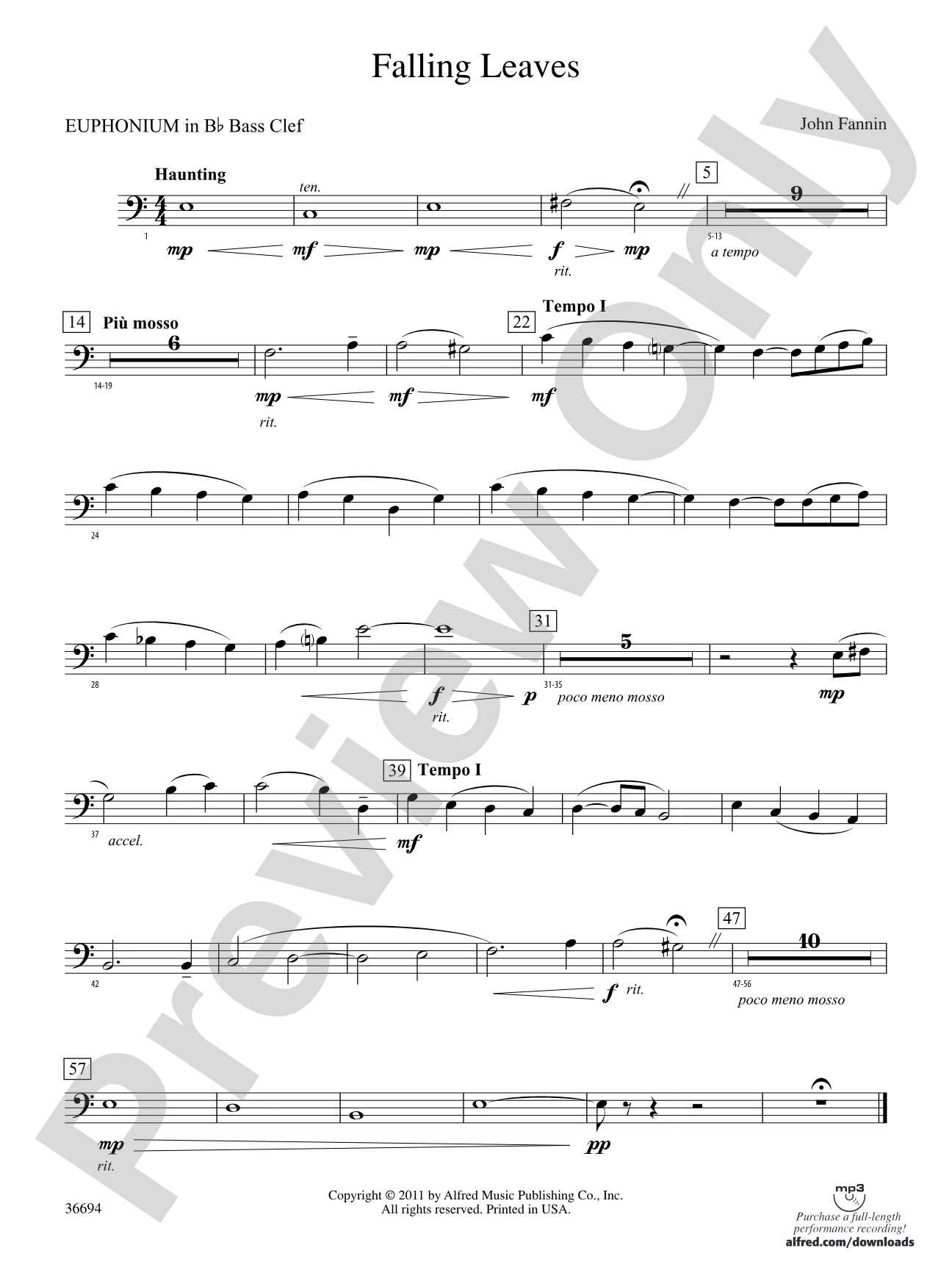Falling Leaves: (wp) B-flat Baritone B.C.