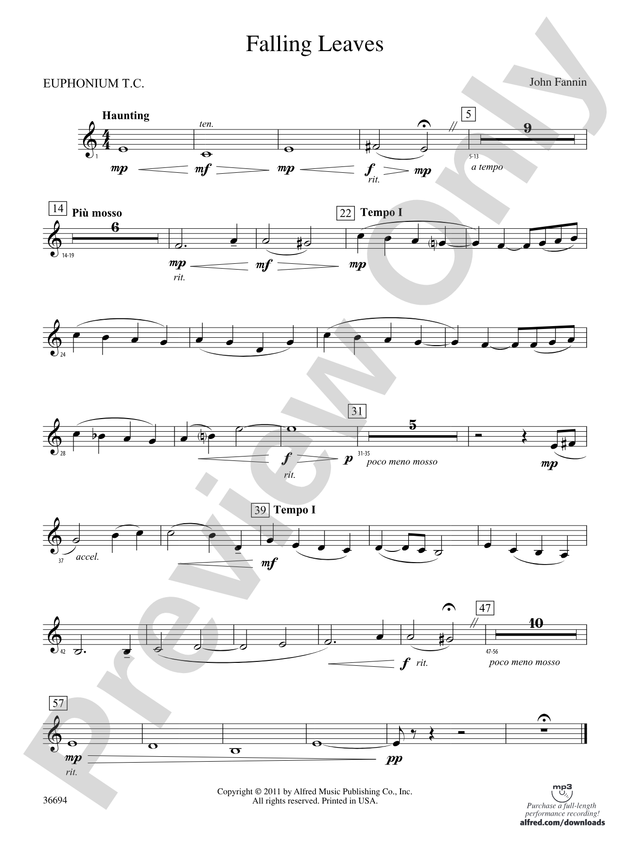 Falling Leaves: (wp) Baritone T.C.