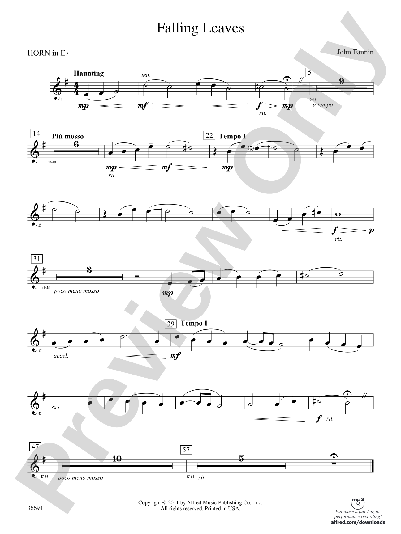 Falling Leaves: (wp) 1st Horn in E-flat