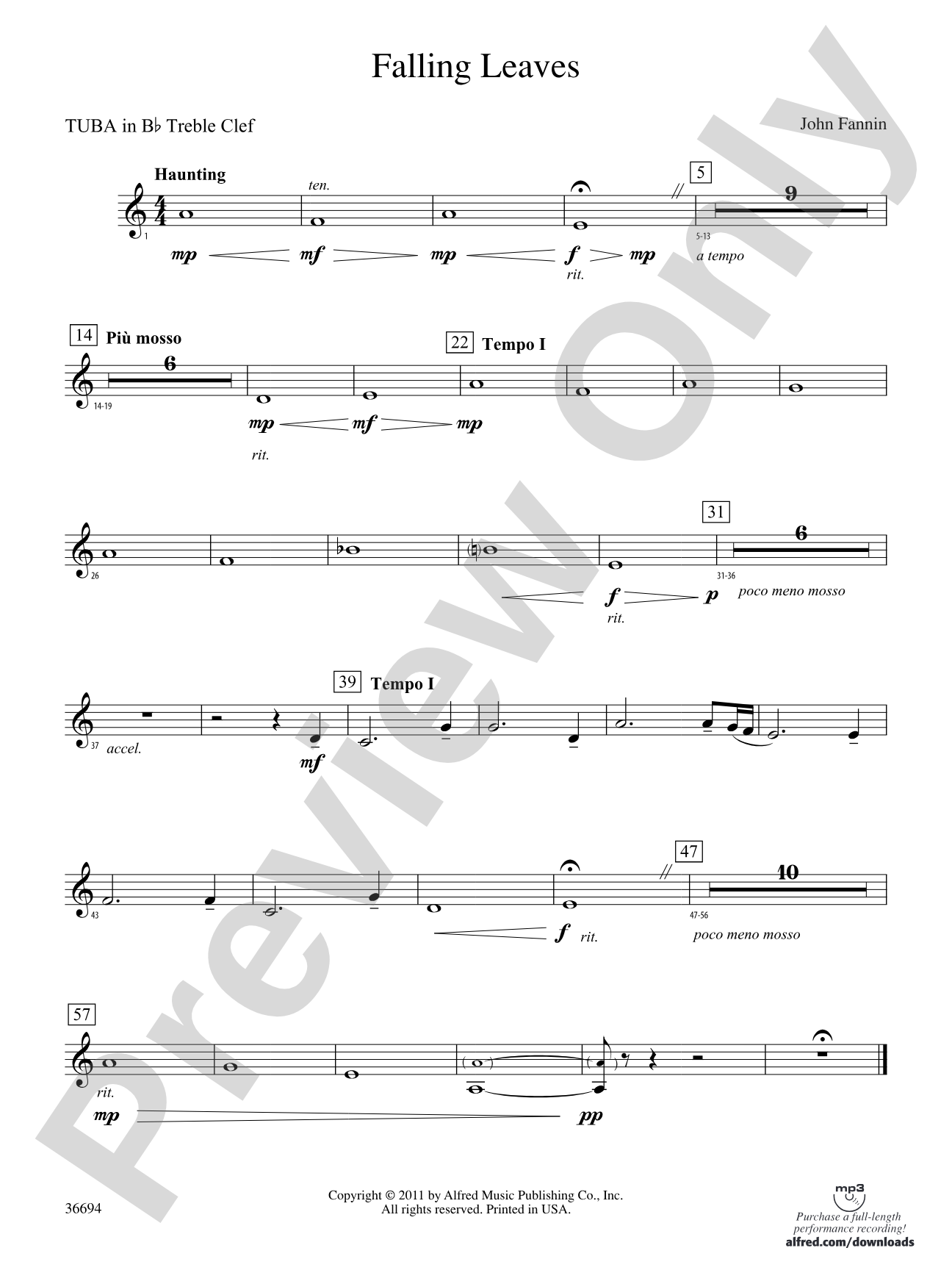 Falling Leaves: (wp) B-flat Tuba T.C.