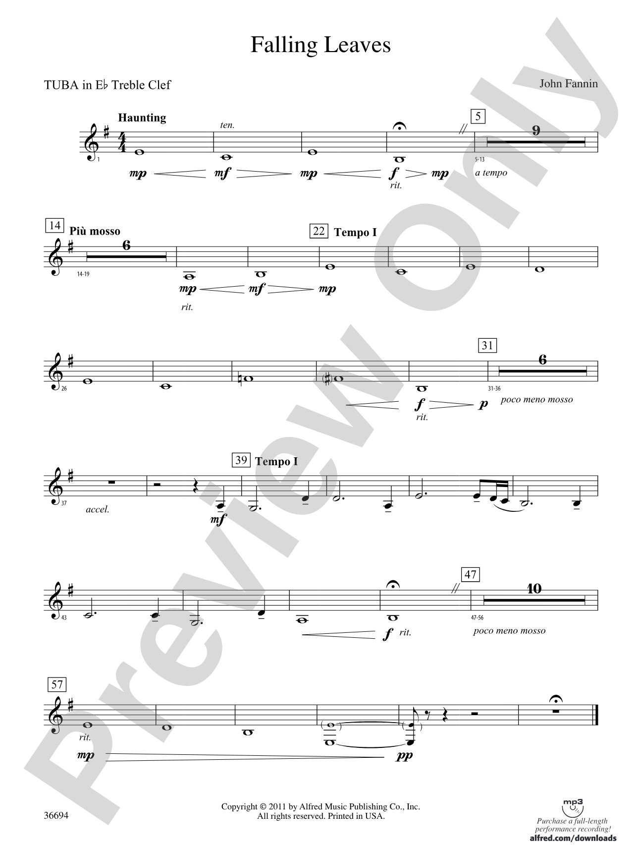 Falling Leaves: (wp) E-flat Tuba T.C.