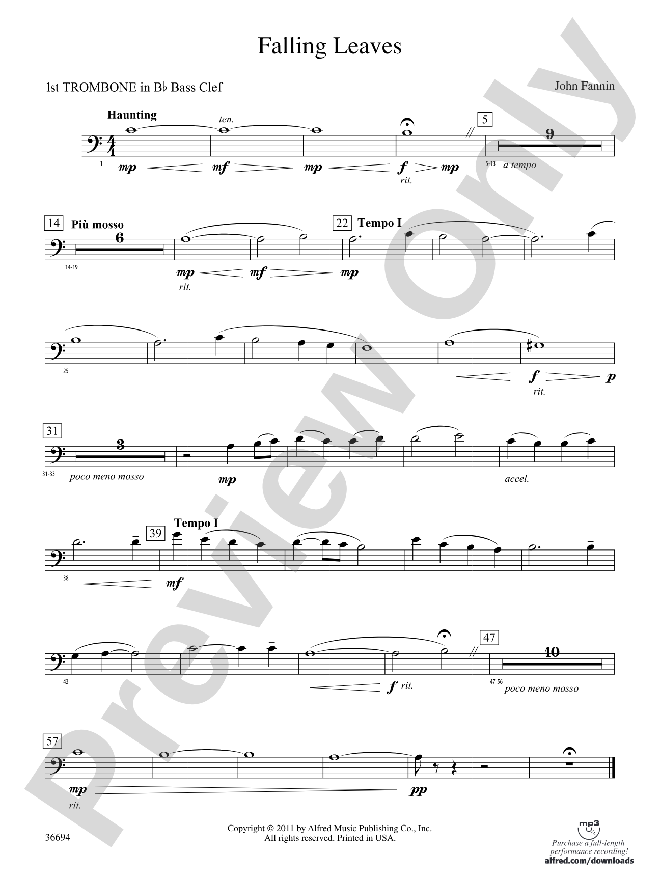 Falling Leaves: (wp) 1st B-flat Trombone B.C.