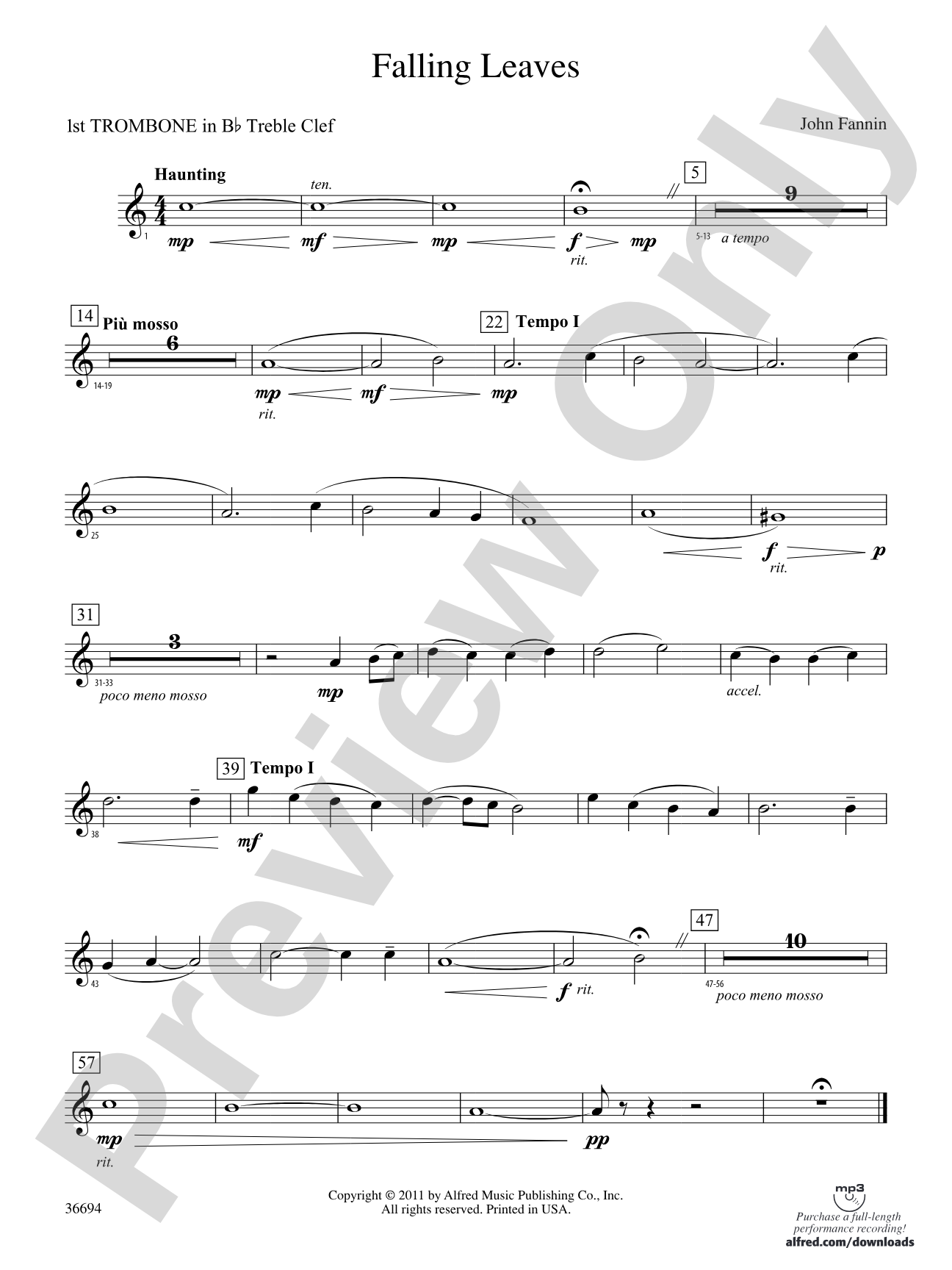 Falling Leaves: (wp) 1st B-flat Trombone T.C.