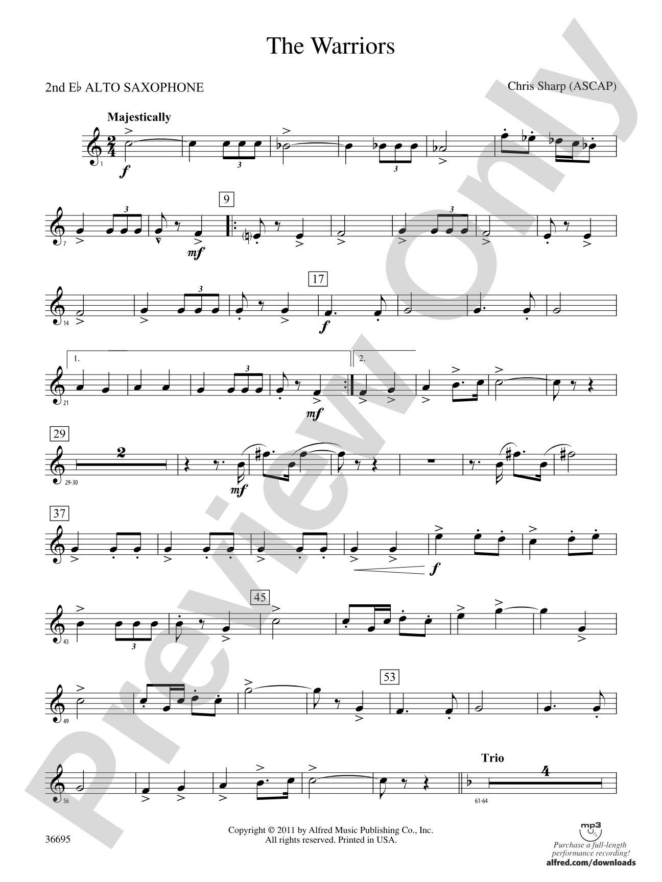 The Warriors: 2nd E-flat Alto Saxophone