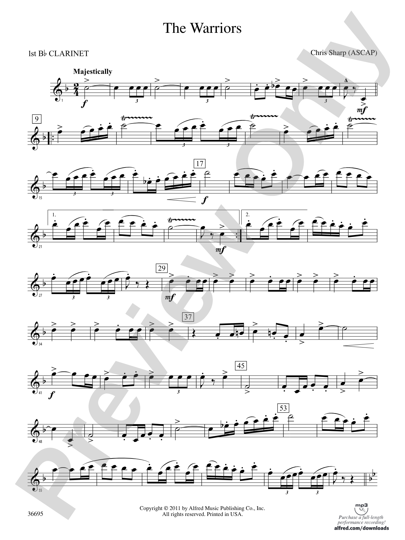 The Warriors: 1st B-flat Clarinet
