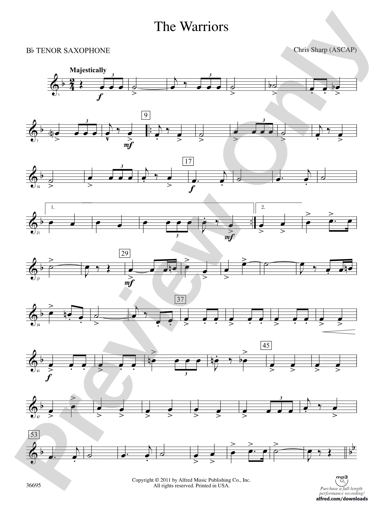 The Warriors: B-flat Tenor Saxophone
