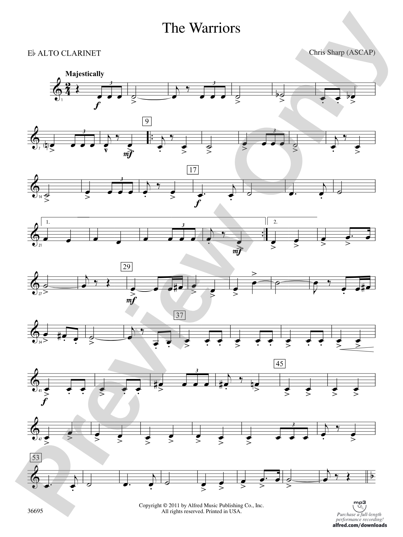 The Warriors: (wp) E-flat Alto Clarinet