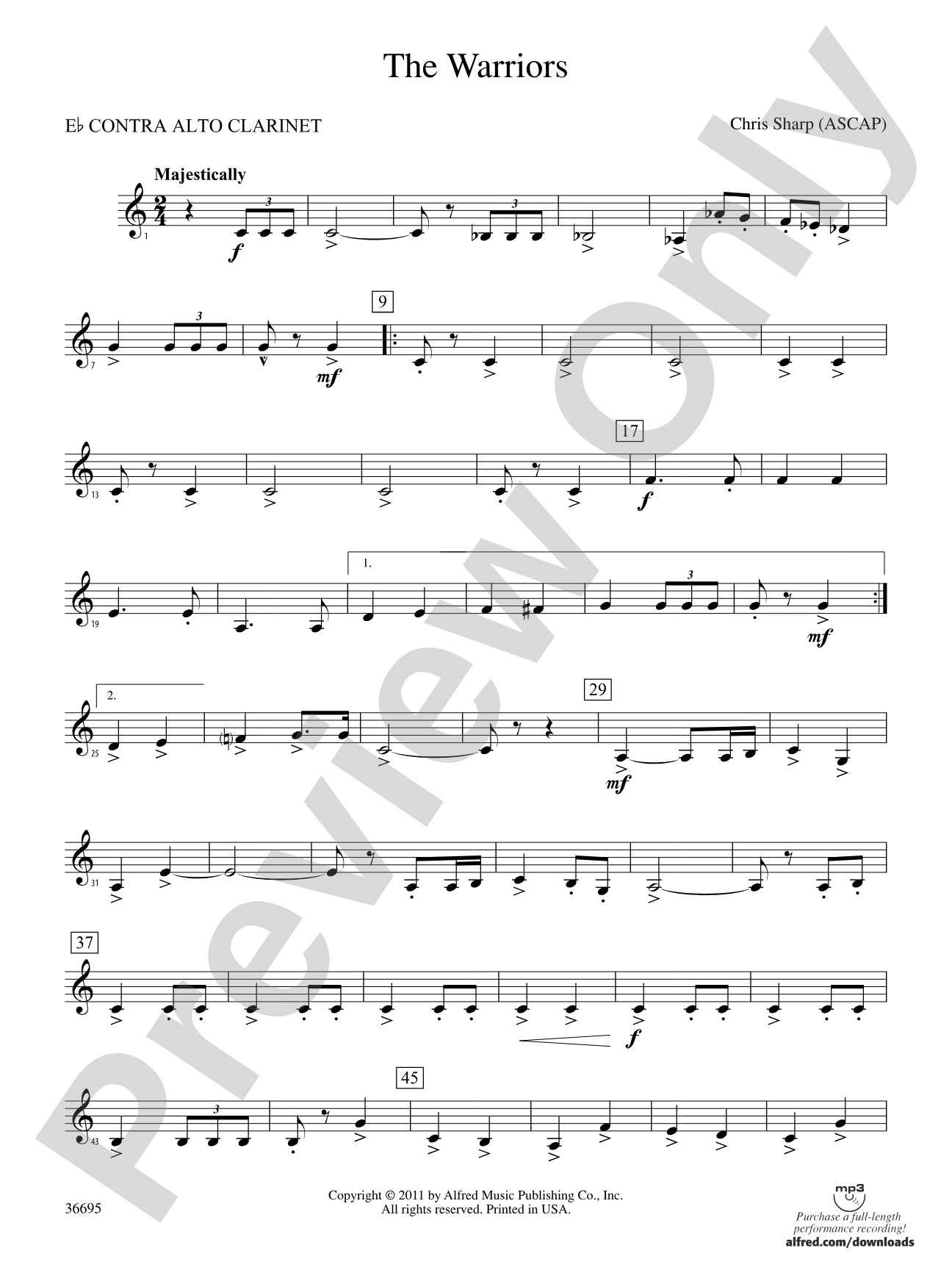 The Warriors: (wp) E-flat Contrabass Clarinet