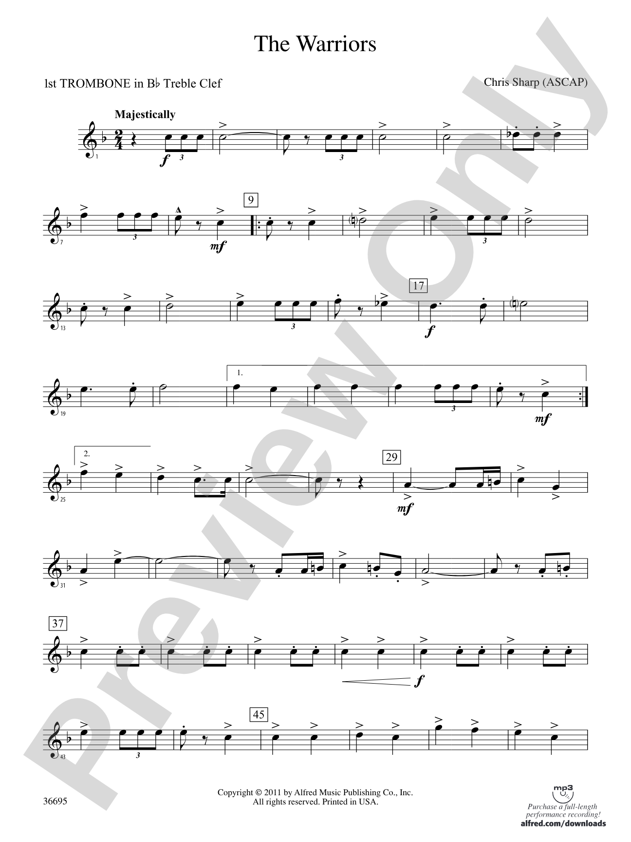 The Warriors: (wp) 1st B-flat Trombone T.C.