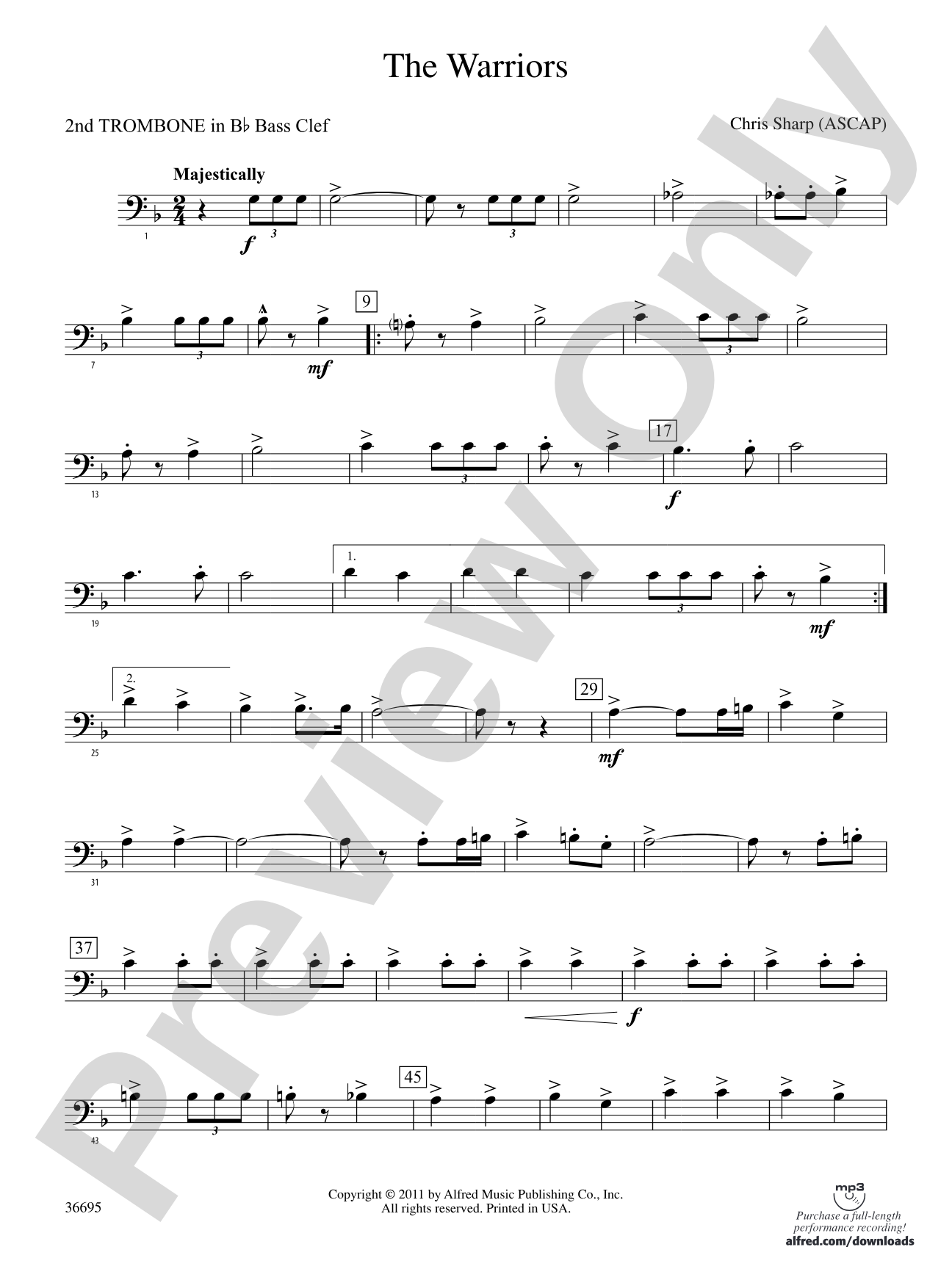 The Warriors: (wp) 2nd B-flat Trombone B.C.