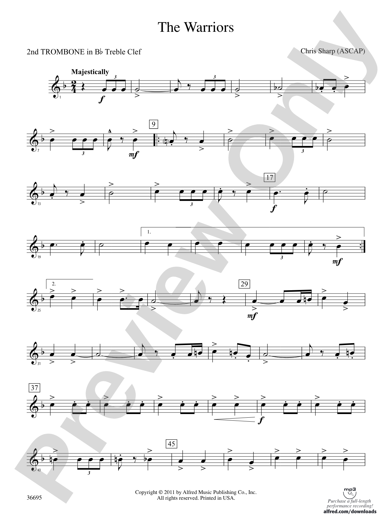 The Warriors: (wp) 2nd B-flat Trombone T.C.