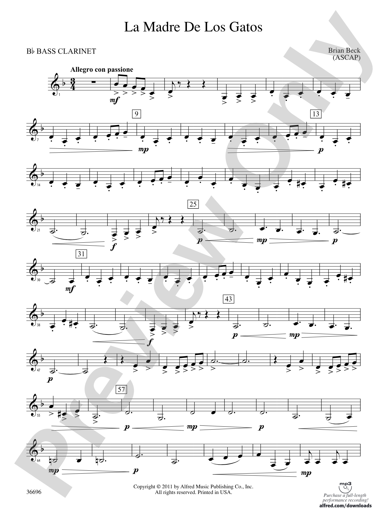 La Madre de los Gatos: B-flat Bass Clarinet