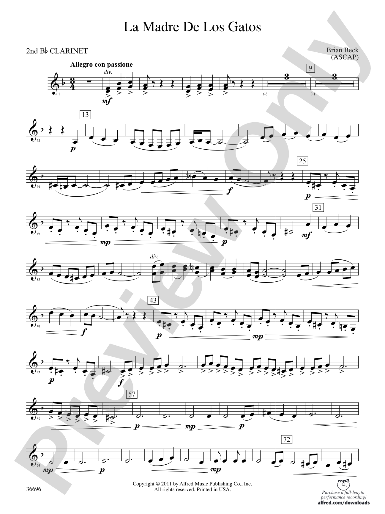 La Madre de los Gatos: 2nd B-flat Clarinet