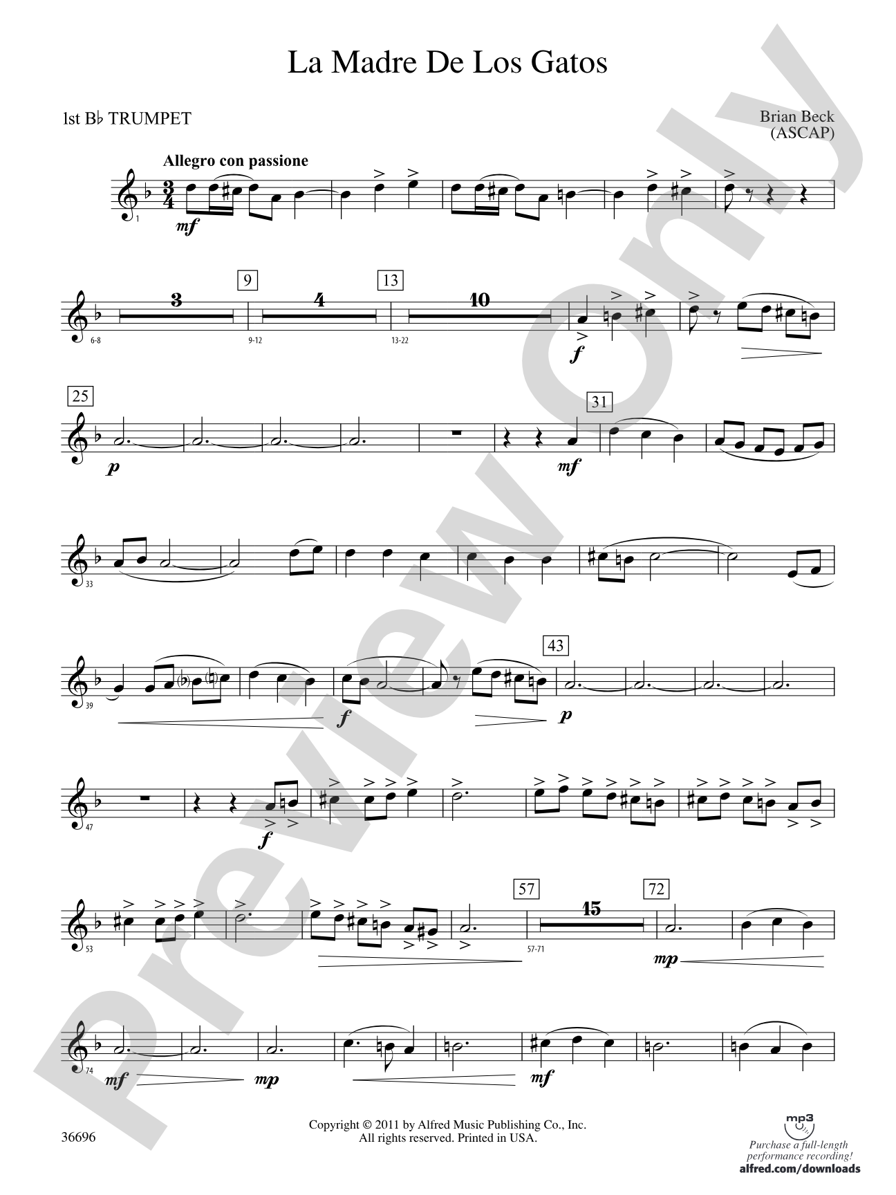 La Madre de los Gatos: 1st B-flat Trumpet