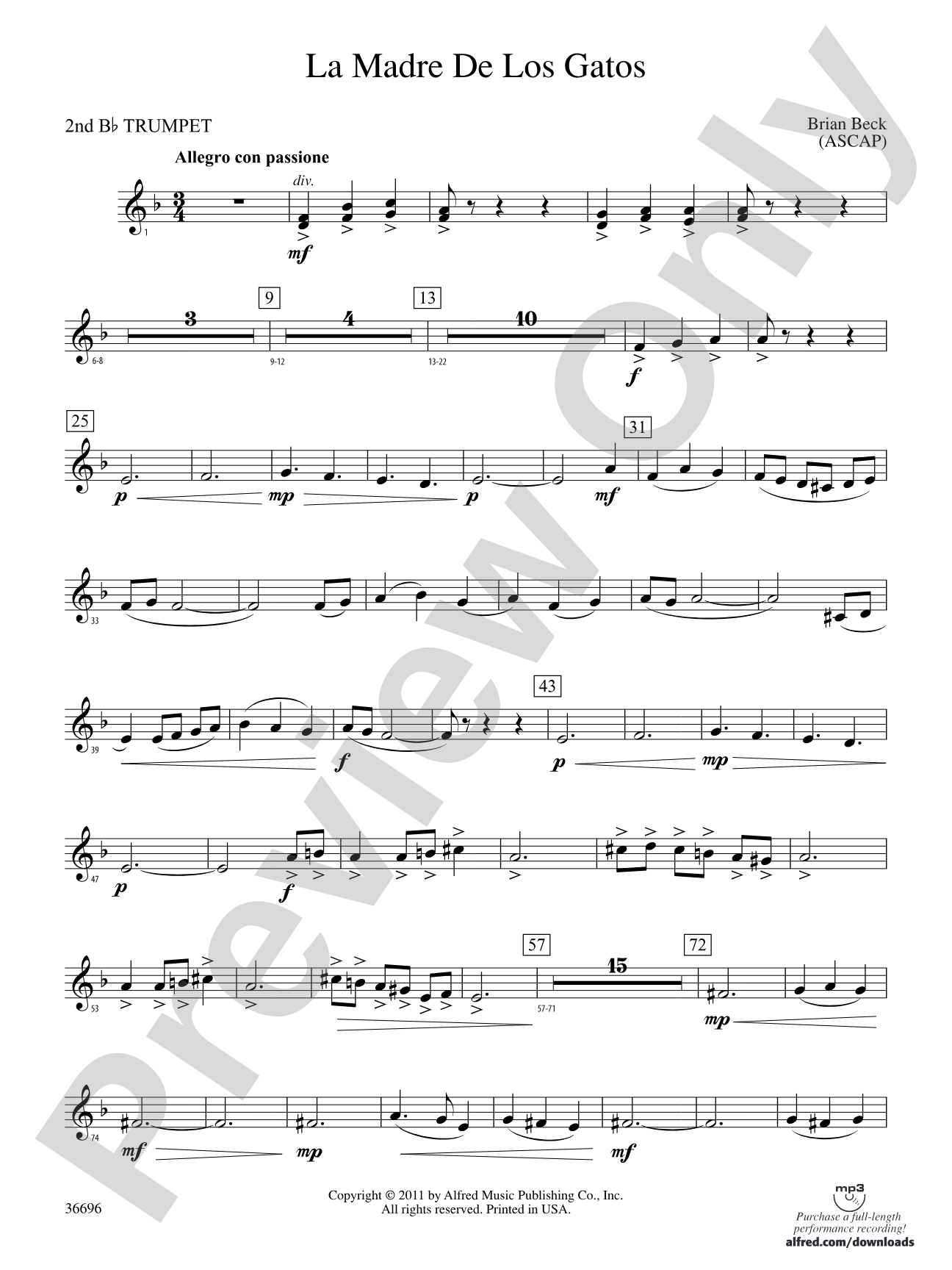 La Madre de los Gatos: 2nd B-flat Trumpet