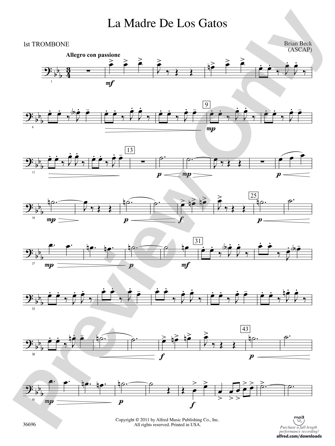 La Madre de los Gatos: 1st Trombone