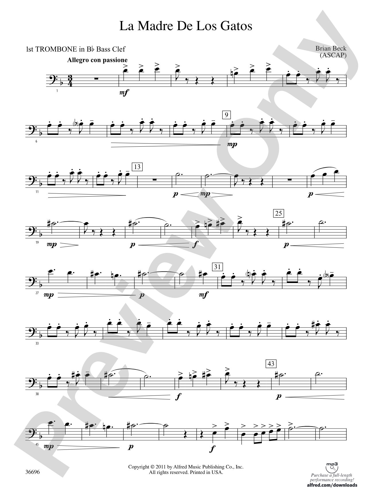 La Madre de los Gatos: (wp) 1st B-flat Trombone B.C.