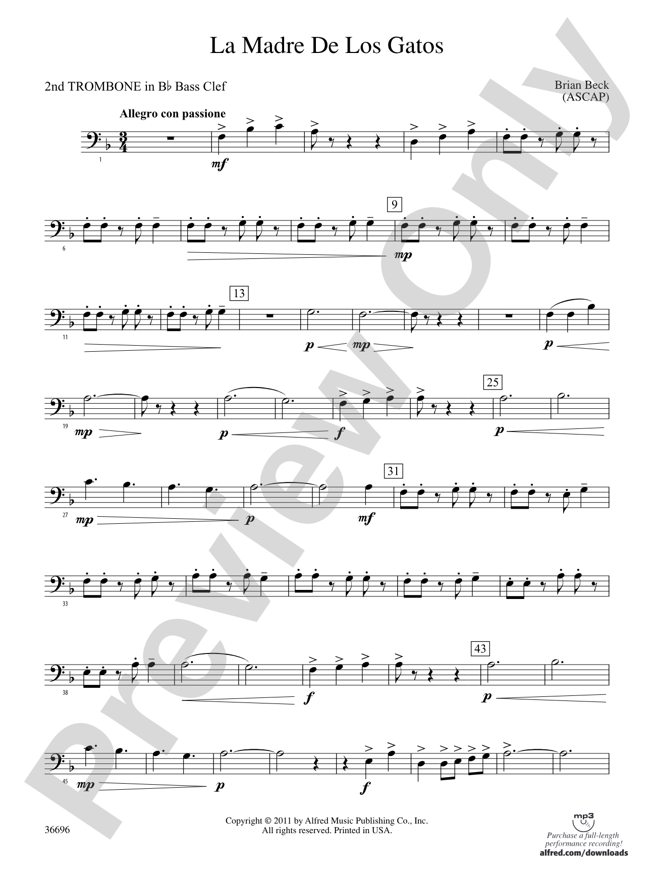 La Madre de los Gatos: (wp) 2nd B-flat Trombone B.C.