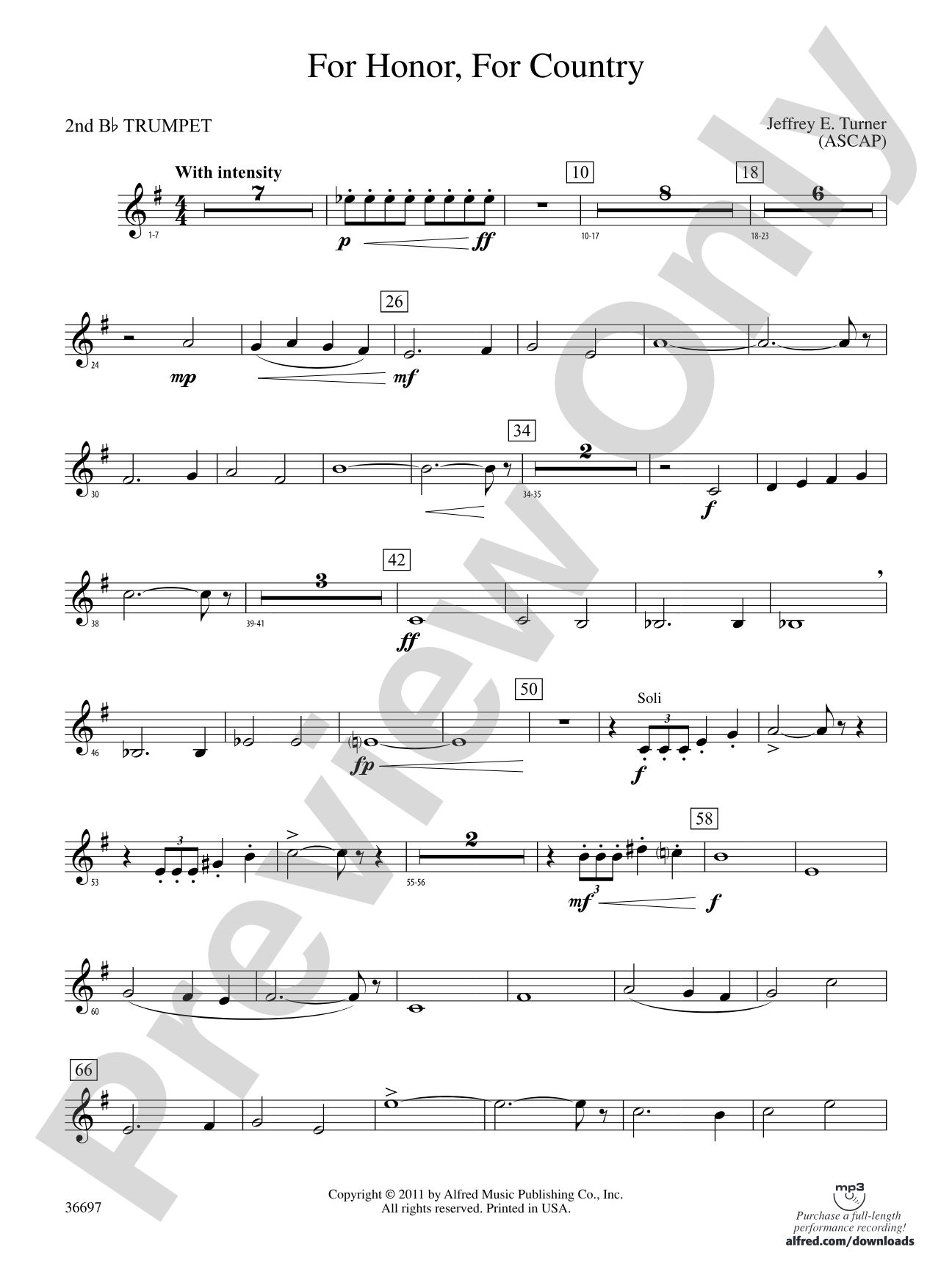 For Honor, For Country: 2nd B-flat Trumpet