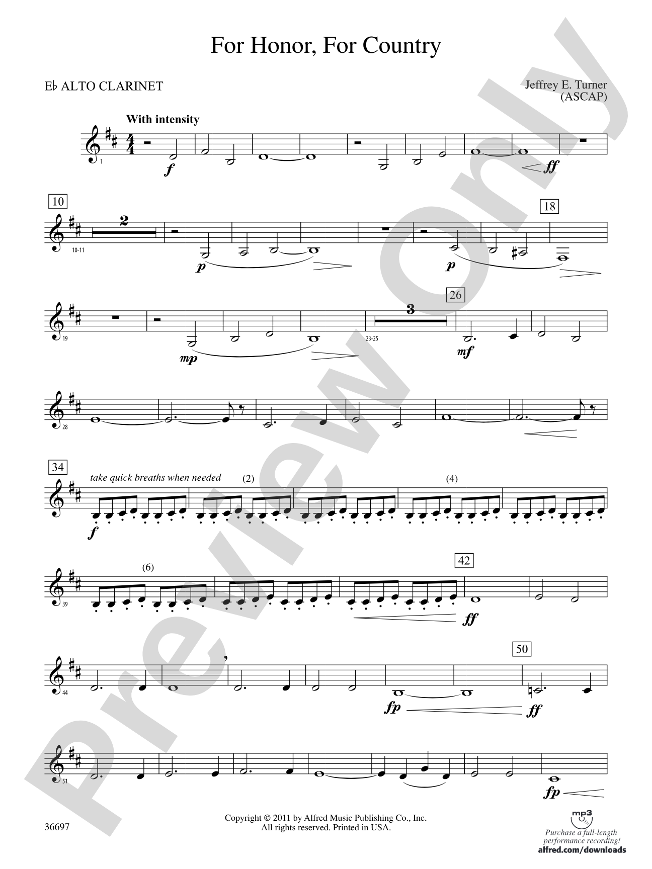 For Honor, For Country: (wp) E-flat Alto Clarinet