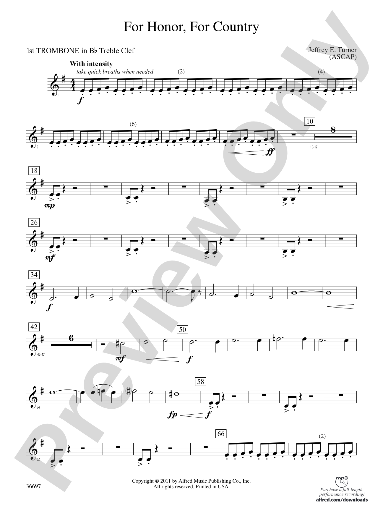 For Honor, For Country: (wp) 1st B-flat Trombone T.C.