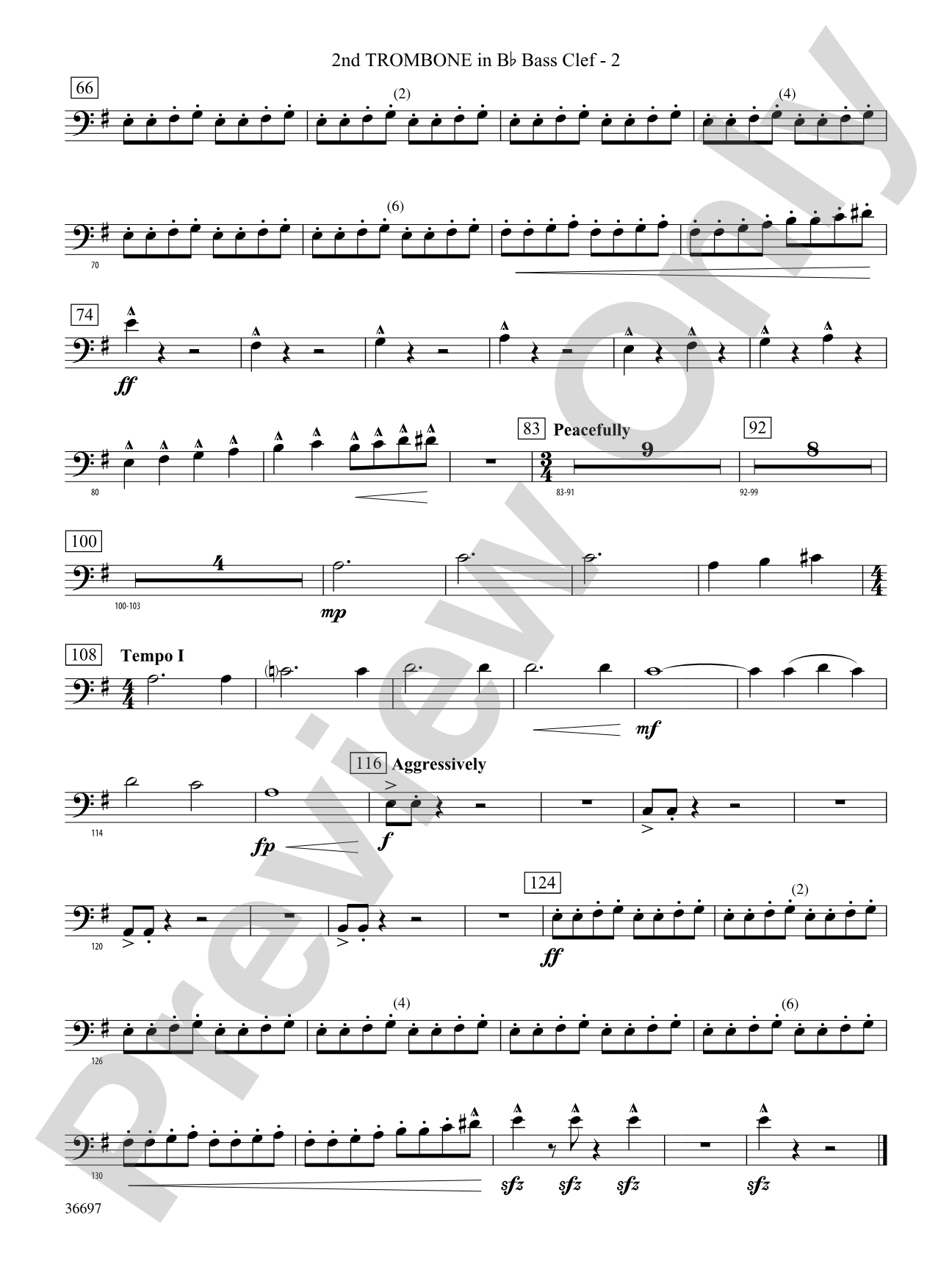 For Honor, For Country: (wp) 2nd B-flat Trombone B.C.