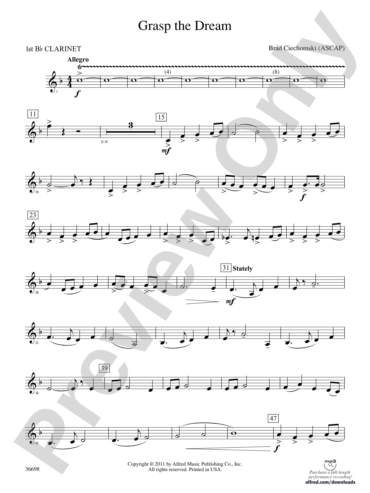 Grasp the Dream: 1st B-flat Clarinet