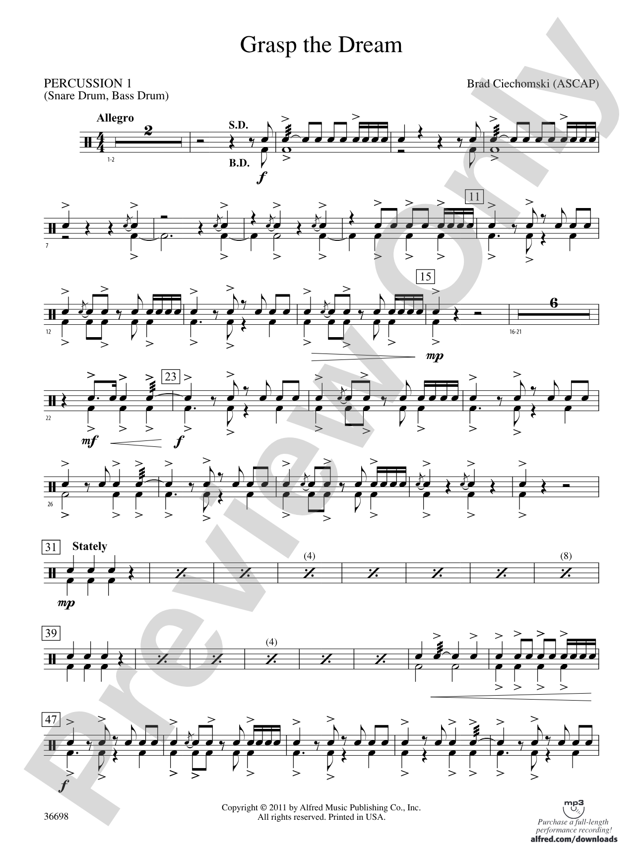 Grasp the Dream: 1st Percussion