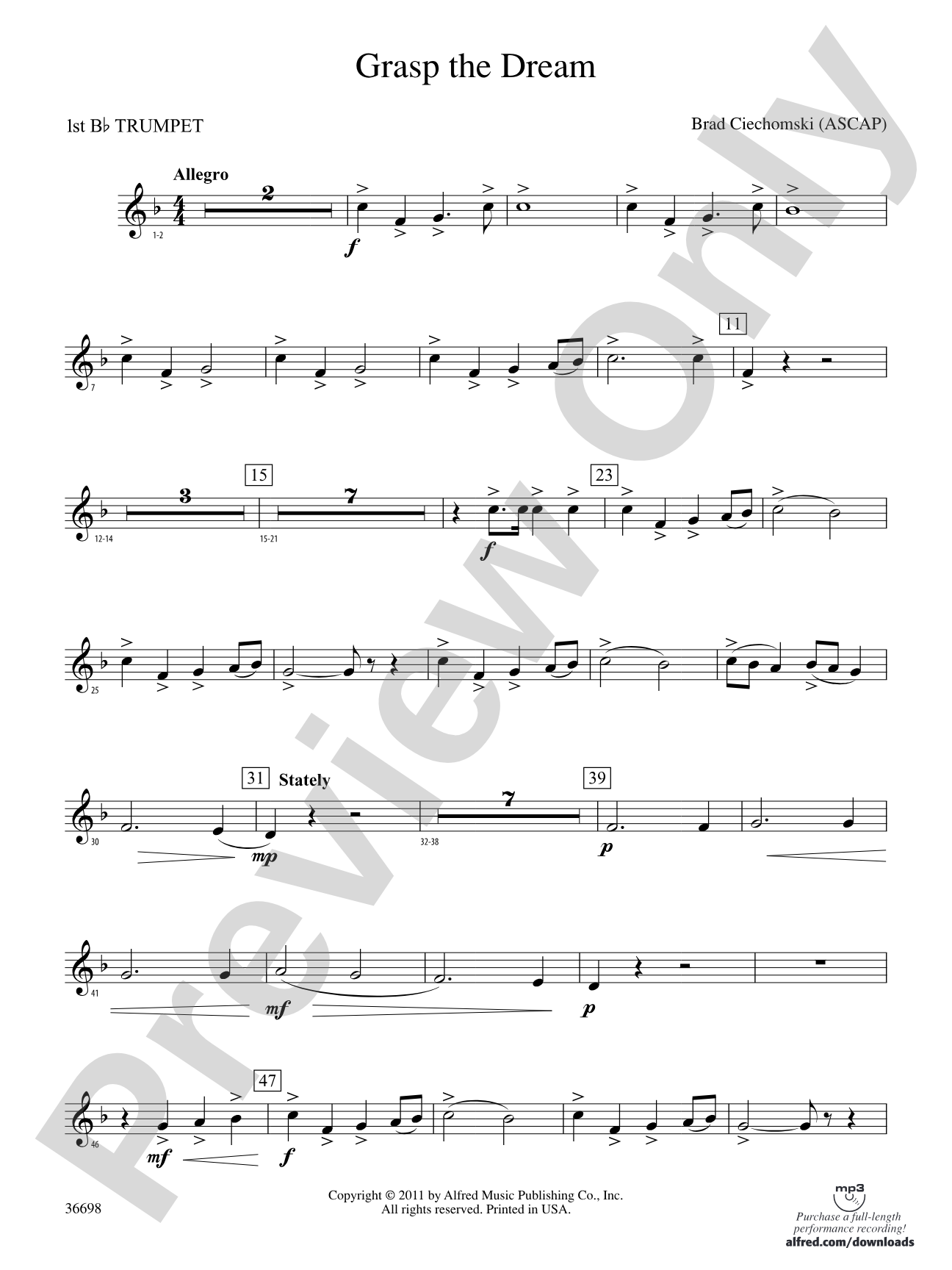 Grasp the Dream: 1st B-flat Trumpet