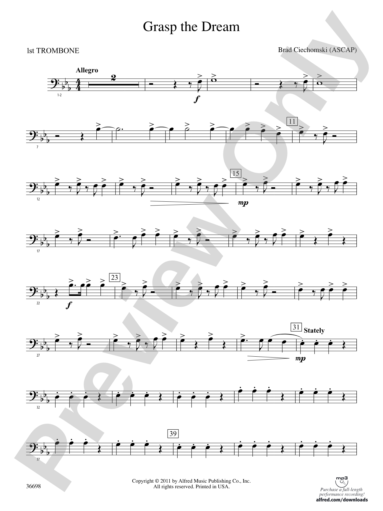 Grasp the Dream: 1st Trombone