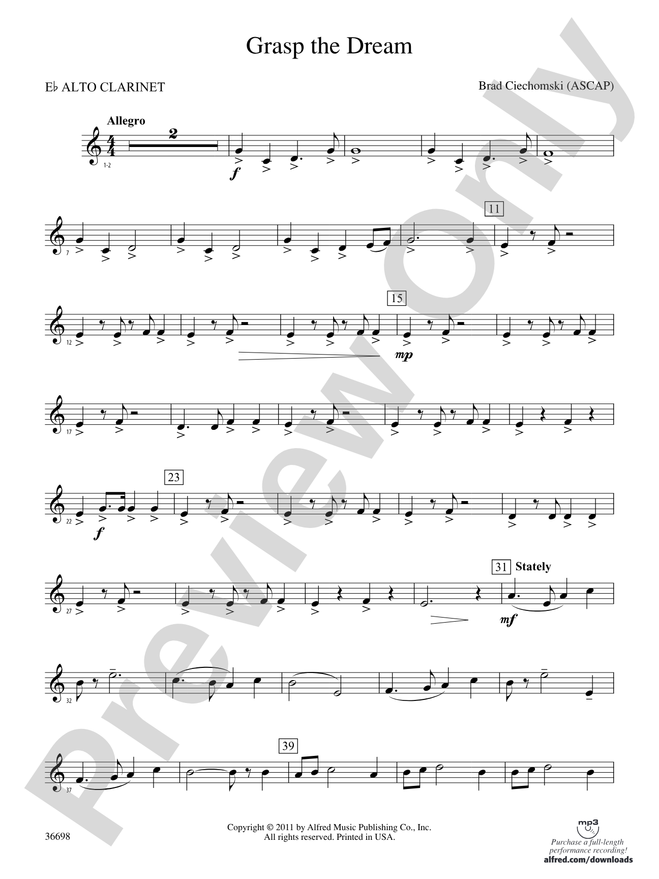 Grasp the Dream: (wp) E-flat Alto Clarinet