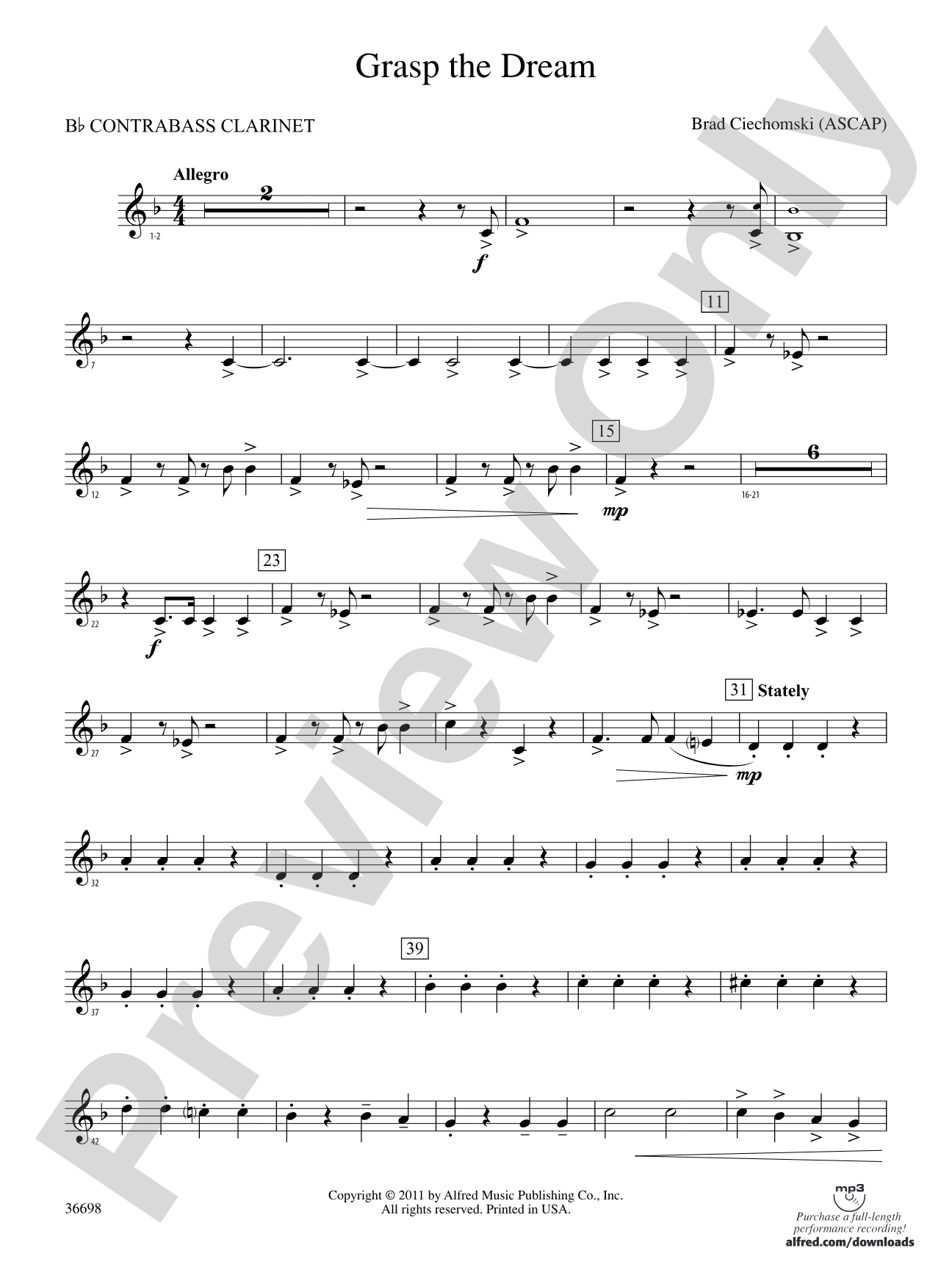 Grasp the Dream: (wp) B-flat Contrabass Clarinet