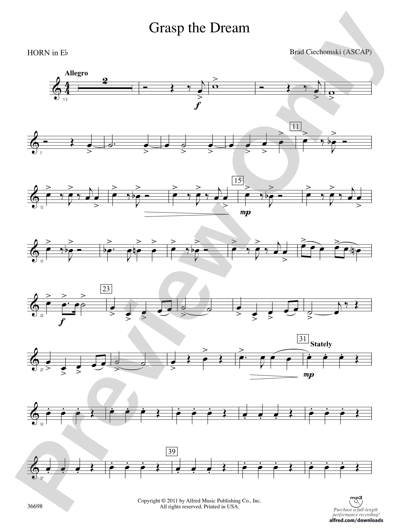 Grasp the Dream: (wp) 1st Horn in E-flat