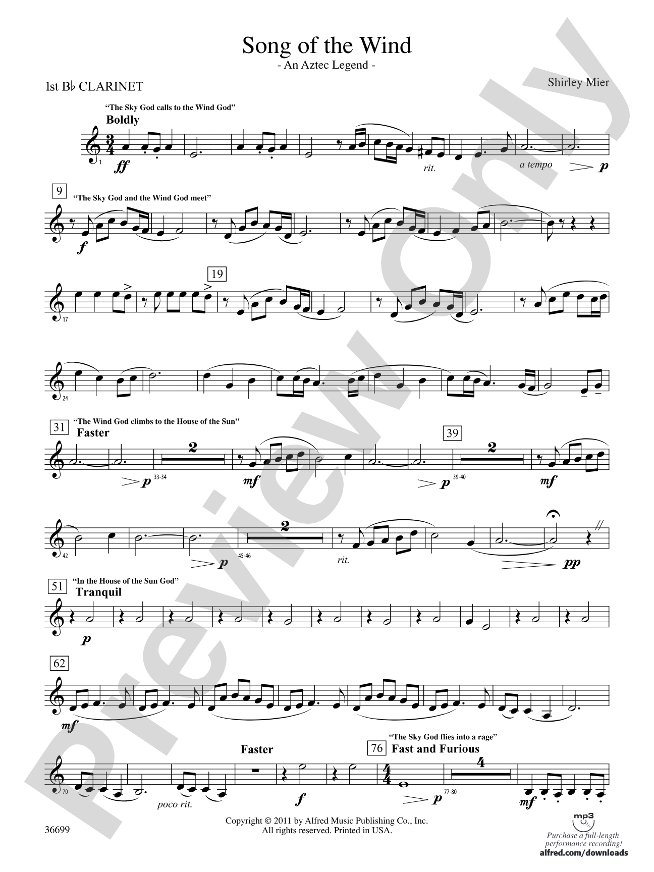 Song of the Wind: 1st B-flat Clarinet