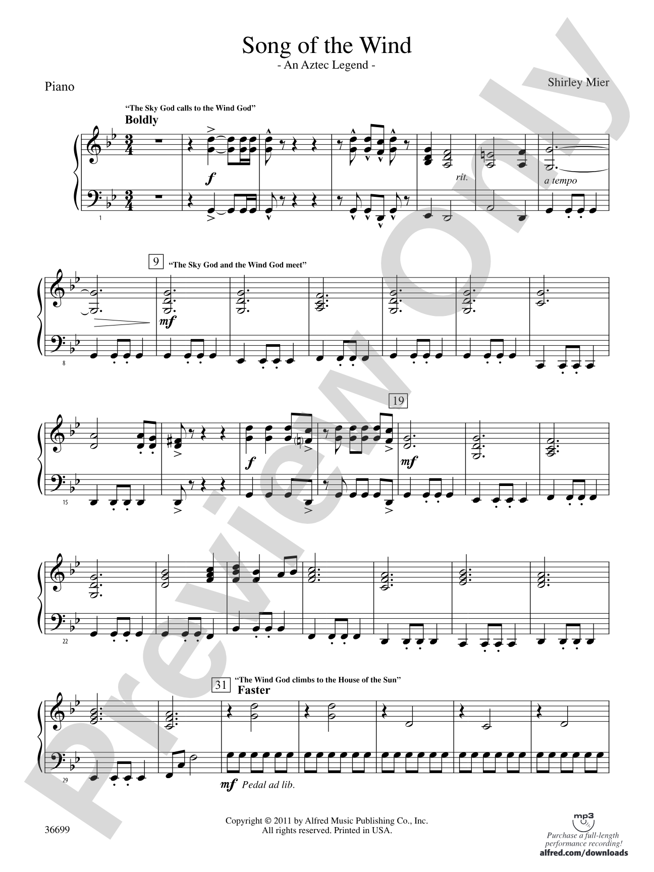 Song of the Wind: Piano Accompaniment