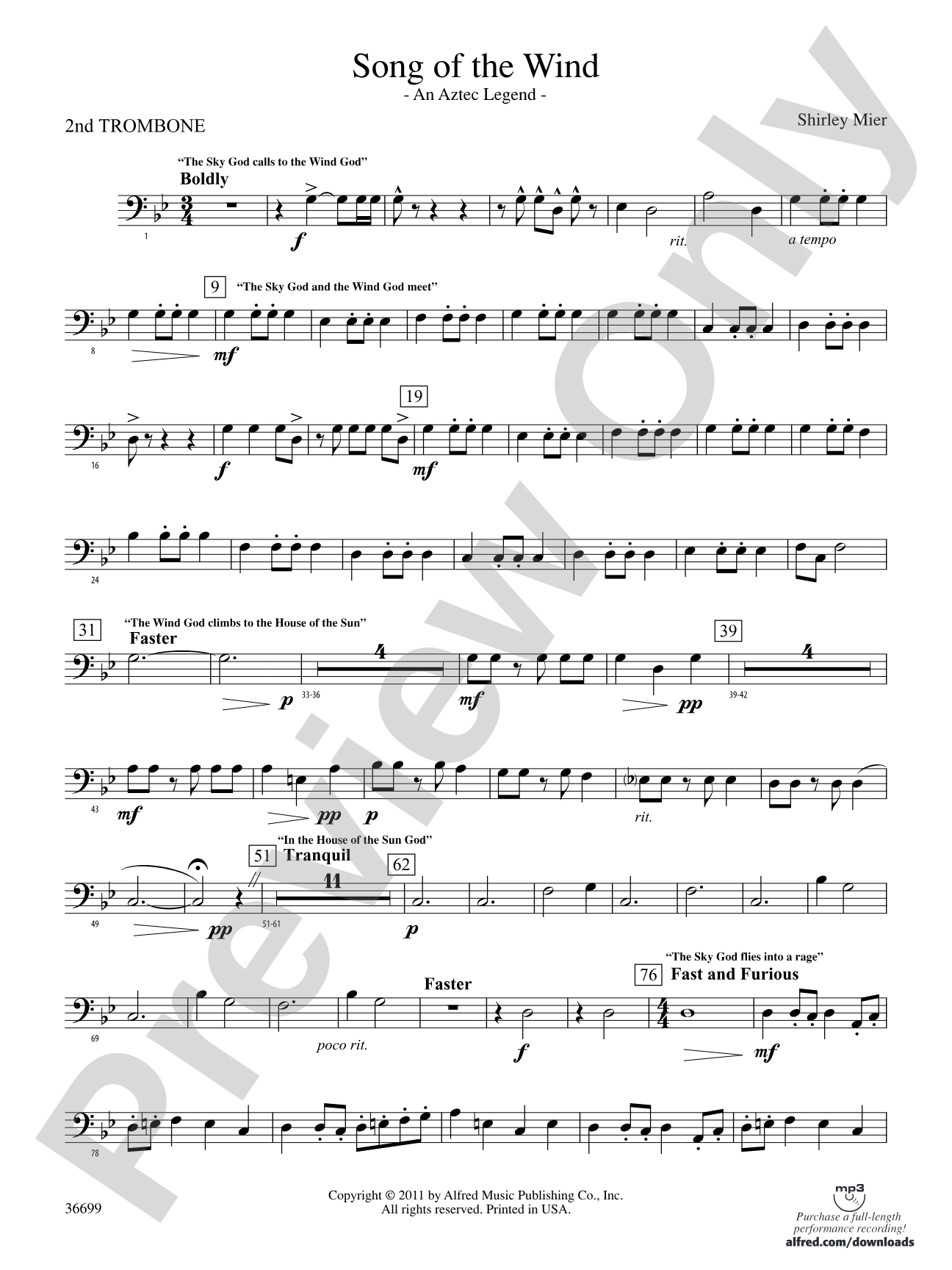 Song of the Wind: 2nd Trombone