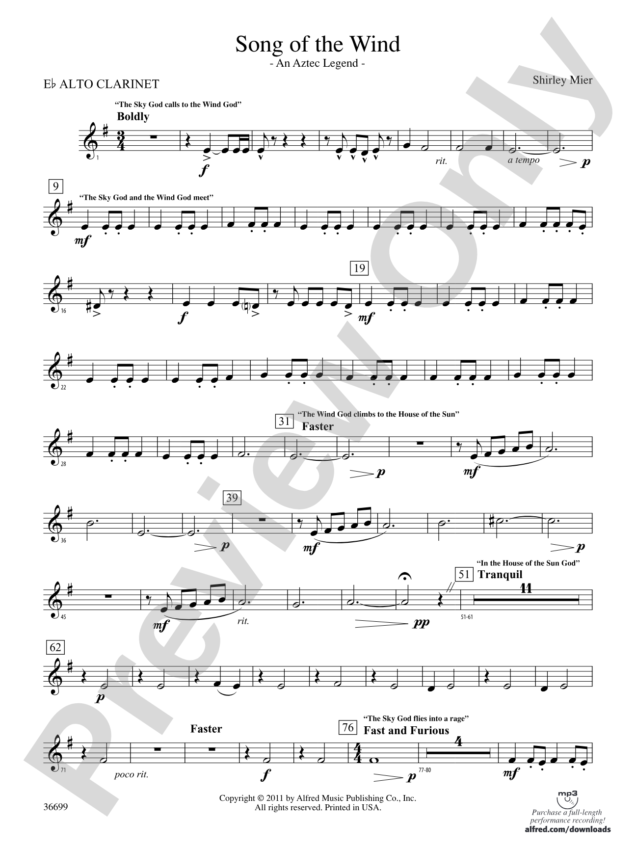 Song of the Wind: (wp) E-flat Alto Clarinet