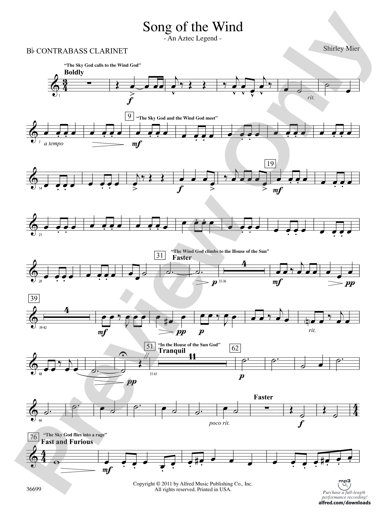 Song of the Wind: (wp) B-flat Contrabass Clarinet