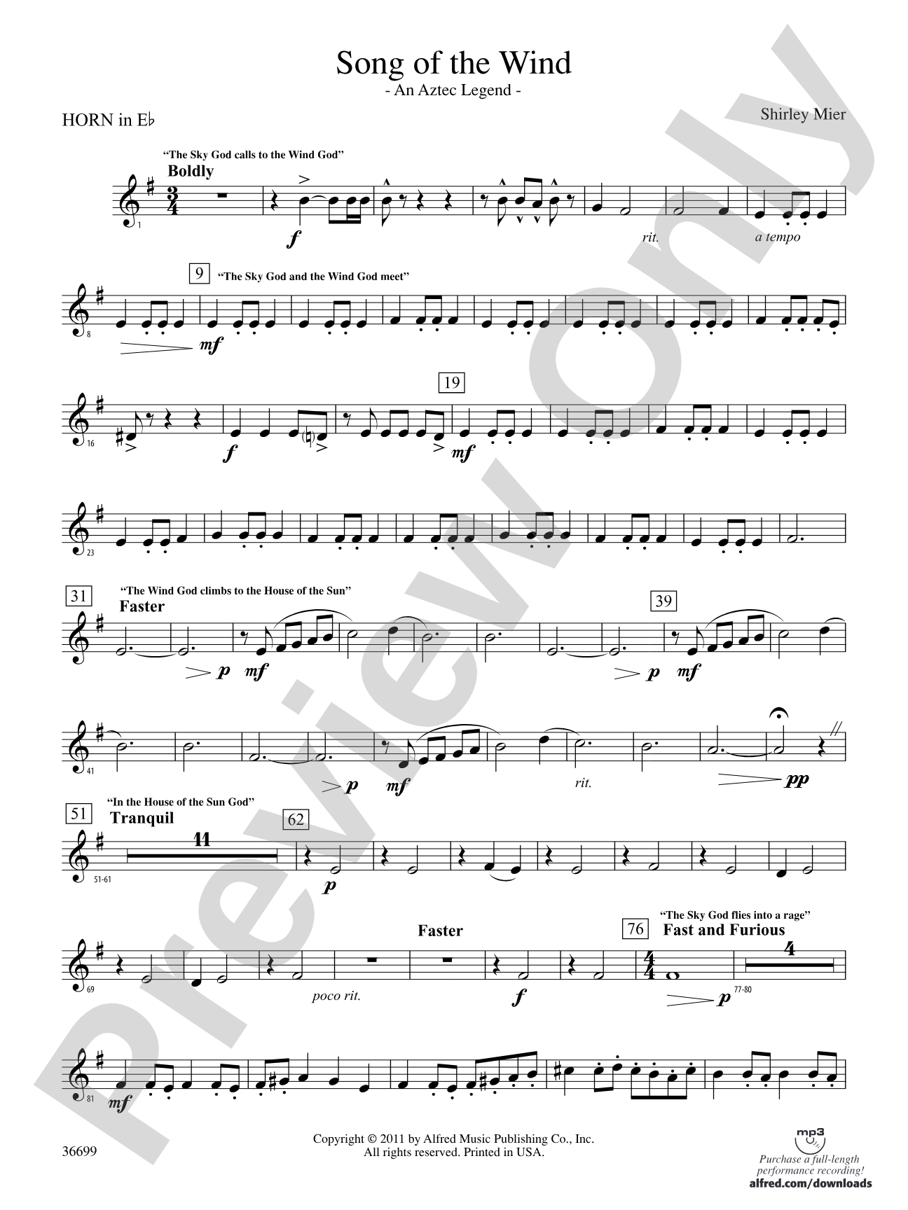 Song of the Wind: (wp) 1st Horn in E-flat
