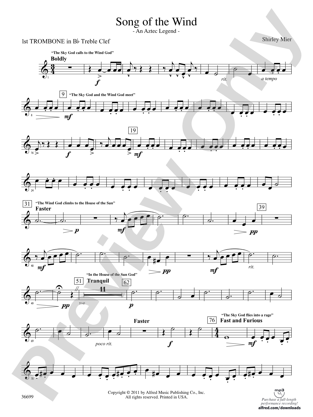 Song of the Wind: (wp) 1st B-flat Trombone B.C.